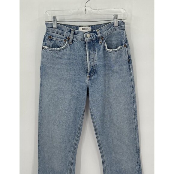 AGOLDE jeans relaxed boot curio button fly high rise 100% organic cotton blue 24 - Picture 2 of 7